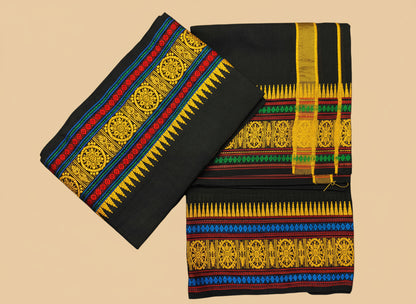Rainbow dhoti and angavastram set